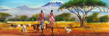 アフリカ人 Painting - アフリカから見たキリマンジャロ山の近く